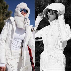 Free People All Prepped Up White Ski Jacket Coat Size Medium LIKE NEW